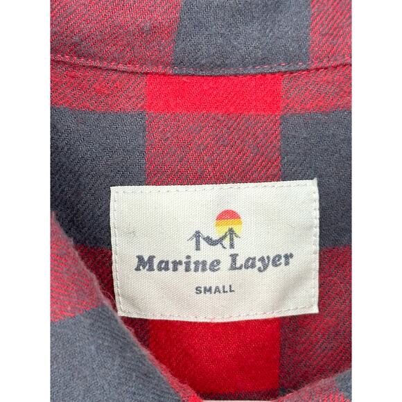 Marine Layer The Stevie Buffalo Check Shirt Red and Gray Button Up Outdoors S - Picture 3 of 10